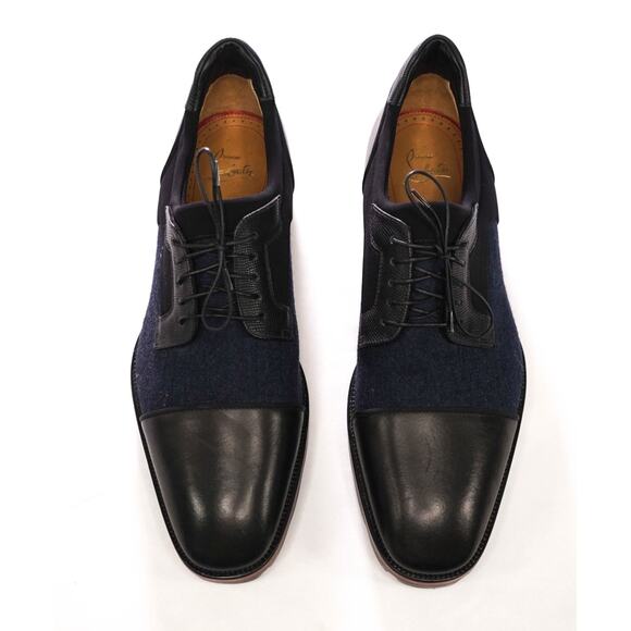 $1,095 LOUBOUTIN - Black/Navy Leather/Wool \